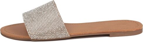REDTOP Women's Rhinestone Sandals Slide Glitter Bling Casual Sandal Flat Open Toe Sparkle Slides in Saudi Arabia