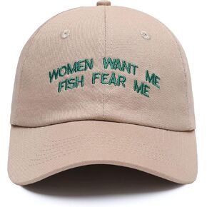 OCIOVAN Baseball Caps for Men Women,Embroidered Women Want Me Fish Fear Me Adjustable Trucker Hat Cotton Unisex Dad Hats