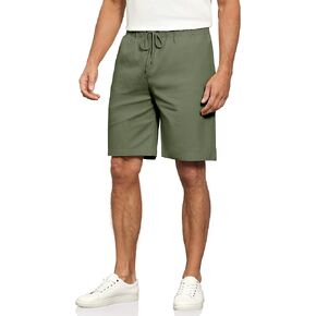 Janmid Men's Linen Casual Classic Fit Short Drawstring Summer Beach Shorts with Pockets in Saudi Arabia