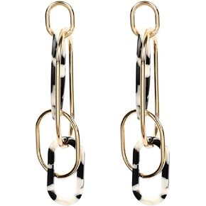 Acrylic Leopard Print Earrings Long Pendant Geometric Resin Oval Earrings Fashion Exaggerated Leopard Dangle Earrings for Women Girl