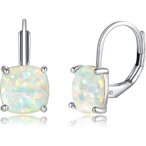 CiNily Leverback Dangle Earrings for Women Girls Hypoallergenic,14K Gold Plated Pendant Earrings Square Opal Hoops Hanging Lever Earrings Fashion Jewelry Gifts for Sensitive Ears in Saudi Arabia