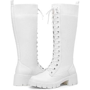 Vepose Women's 953 Knee High Combat Boots Chunky Platform Heel, Lace Up Gothic Punk Work Boots for Dresses and Jeans in Saudi Arabia