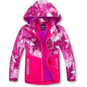 Boys Girls Rain Jacket for Kids Waterproof Coat Lightweight Hooded Fleece Lined Raincoats Windbreakers