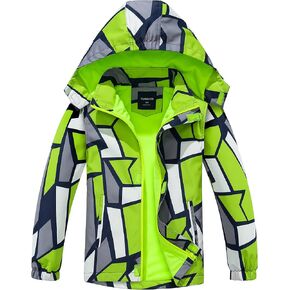 Boys Girls Rain Jacket for Kids Waterproof Coat Lightweight Hooded Fleece Lined Raincoats Windbreakers