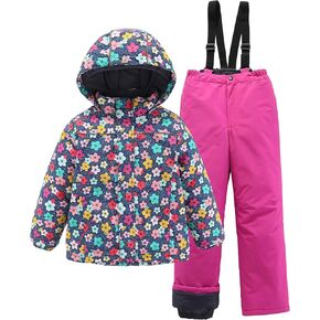 M2C بنين بنات 2 قطعة Snowsuit جاكيتات وسروال تزلج منقوشة سميكة