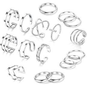 yfstyle 17PCS Knuckle Rings for Women Stainless Steel Rings Set Stackable Finger Rings Silver Knuckle Rings for Women Stackable Rings Sets Adjustable Knuckle Stackable Rings Midi Ring Set for Women in Kuwait