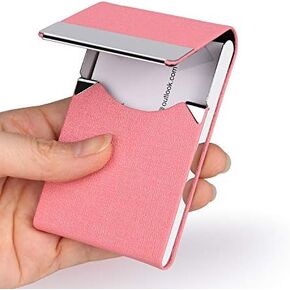 JuneLsy Business Card Holder Case - Professional PU Leather Business Card Case Metal Name Card Holder Pocket Business Card Carrier for Men & Women with Magnetic Shut (BlackDM) in Saudi Arabia