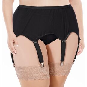 Garter Belt Plus Size High Waist Garter Belts with 6 Vintage Metal Clips for Stockings Women Lingerie