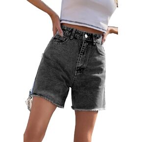 GOLDPKF Womens Jean Shorts for Denim Casual Summer Mid Waist Frayed Stretchy Ripped in Saudi Arabia