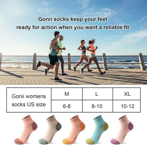 Gonii Ankle Socks Womens Athletic Thick Cushioned Running Hiking Low Cut 5-Pairs in Saudi Arabia