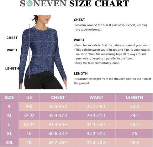 Soneven Women's Long Sleeve Thermal Running Shirts Compression Workout Tops Cross Hem Athletic Yoga Shirts with Thumbholes in Kuwait