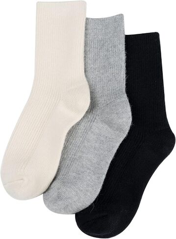 MELUSA 3 Pairs Wool Cashmere Socks for Women, Super Soft Warm Cozy Winter Gift Crew Socks in Saudi Arabia
