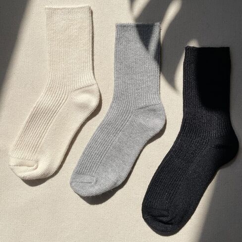 MELUSA 3 Pairs Wool Cashmere Socks for Women, Super Soft Warm Cozy Winter Gift Crew Socks in Saudi Arabia