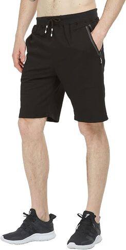 JustSun Mens Shorts Casual Sports with Elastic Waist Zipper Pockets in Kuwait