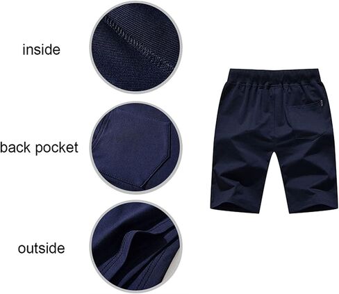 JustSun Mens Shorts Casual Sports with Elastic Waist Zipper Pockets in Kuwait