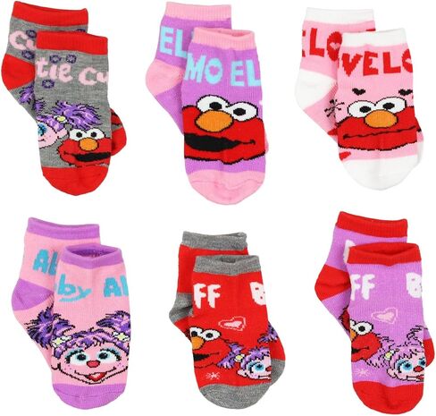 Sesame Street Elmo Abby Toddler Girls 6 pack Quarter Socks in Saudi Arabia