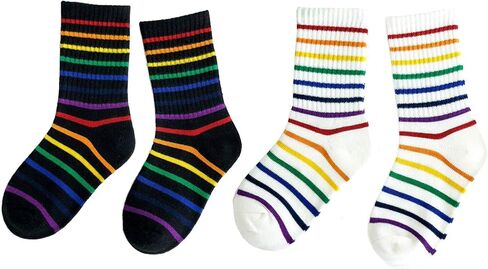 EIAY Shop Little Girls' Boys' Rainbow Stripes Cotton Crew Socks in Kuwait