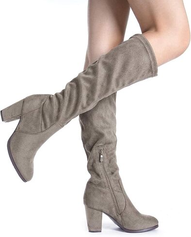 DREAM PAIRS Women's Knee High Winter Fall Tall Riding Boots | Faux Fur-Lined Side Zipper Flat Comfortable Knee High Winter Boots Fall Tall Buckle Boots in Saudi Arabia