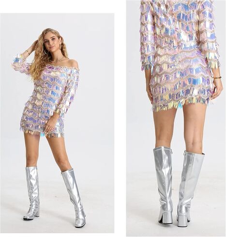 LIURUIJIA Women's Go Go Boots Over The Knee Block Heel Zipper Boot in Kuwait