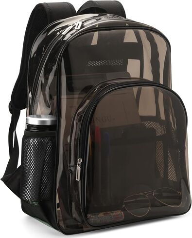 Clear Backpack Heavy Duty For Work XL.TPU Transparent Backpacks for College,Travel,Sporting (Black) - H17.7x''14.1''x6.8' in Saudi Arabia