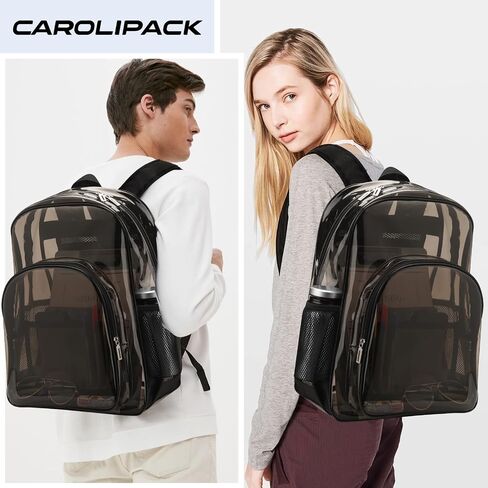 Clear Backpack Heavy Duty For Work XL.TPU Transparent Backpacks for College,Travel,Sporting (Black) - H17.7x''14.1''x6.8' in Saudi Arabia