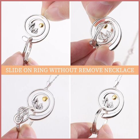 Ring Holder Necklace for Women - 925 Sterling Silver Mountain Dog Music Necklaces Wedding Engagement Rings Holder Jewelry for Wife Ring Keeper Necklace Mothers Day Gift in Kuwait