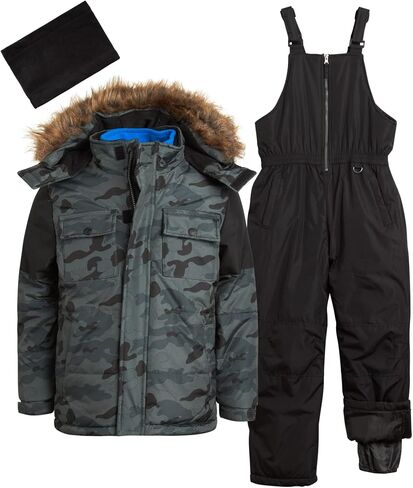 Boys Snowsuit Set - 2 Piece Heavyweight Insulated Ski Jacket and Snow Pants Overall Bibs for Boys (Sizes: 4-18) in Kuwait