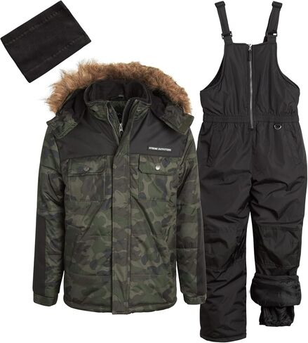 Boys Snowsuit Set - 2 Piece Heavyweight Insulated Ski Jacket and Snow Pants Overall Bibs for Boys (Sizes: 4-18) in Kuwait