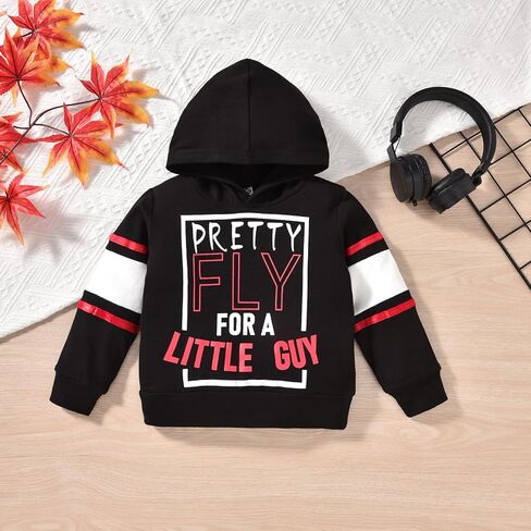 HINTINA Toddler Little Boy Letter Print Hooded Sweatsuit Outfits Long Sleeve Sweatshirt Jogger Fall Winter Clothes Set in Kuwait