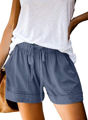 Acelitt Women Comfy Drawstring Casual Elastic Waist Pocketed Shorts,S-3XL in Kuwait