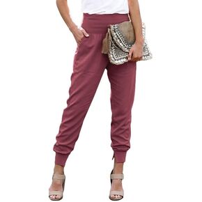 Dokotoo Womens Fashion Casual Drawstring Elastic Waist Cotton Jogging Jogger Pants with Pockets