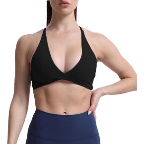 Aoxjox Women's Workout Sports Bras Fitness Backless Padded Sienna Low Impact Bra Yoga Crop Tank Top