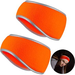 Geyoga 2 Pieces Ear Warmer Headband High Visibility Reflective Safety Winter Running Fleece Ear Covers for Girls Women Men