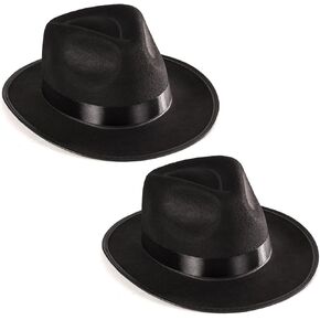 Funny Party Hats Black Gangster Hat - Black Fedora Hats - Costume Hats - Costume Accessories
