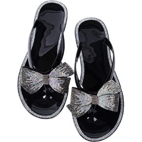 Mtzyoa Women Flip-Flops Flat Sandals Jelly Bow Beach Flat Rivets Rain Cute Dressy Summer Sandals in Saudi Arabia