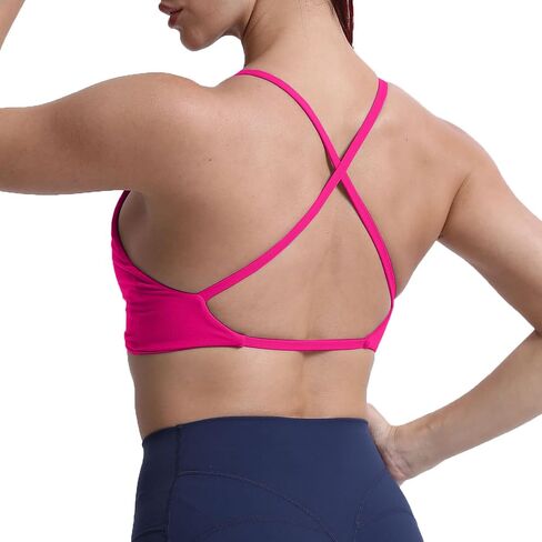 حمالة صدر رياضية للسيدات من Aoxjox لممارسة التمارين الرياضية واللياقة البدنية بدون ظهر مبطنة من Sienna ذات تأثير منخفض حمالة صدر لليوجا بدون أكمام in Kuwait