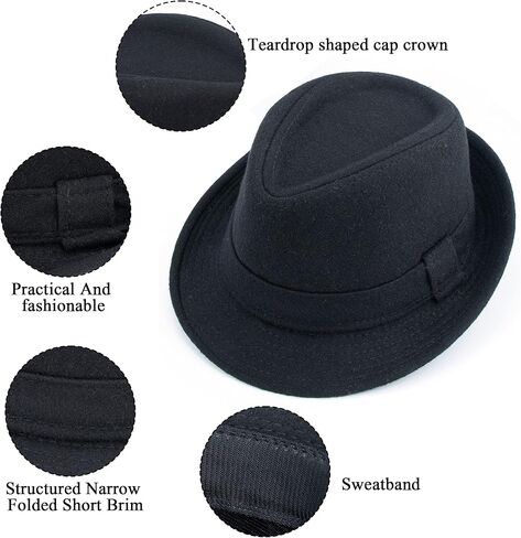 Classic Manhattan Fedora Hat for Men - Unisex Classic Trilby Felt Panama Cap (M-L) in Kuwait