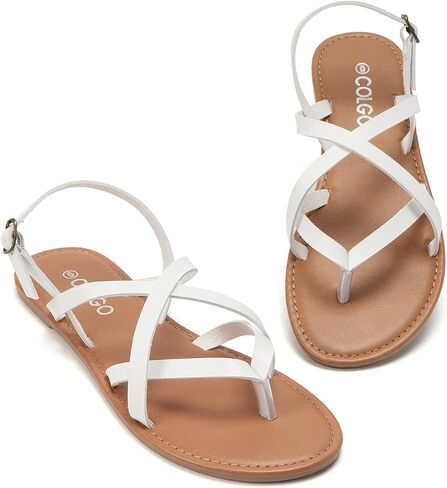 Colgo Women's Summer Strappy Flat Sandals, Adjustable Casual Fisherman Sandal with Open Toe Slingback Gladiator Sandals in Saudi Arabia
