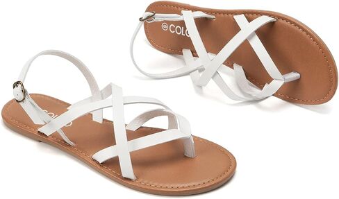 Colgo Women's Summer Strappy Flat Sandals, Adjustable Casual Fisherman Sandal with Open Toe Slingback Gladiator Sandals in Saudi Arabia