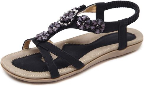 SHIBEVER Dressy Flat Women Sandals: Comfortable Arch Support Womens Sandal | Summer Dress Flowers Boho Back Strap Open Toe Women's Sandals - All Day Comfort Walking Casual Wedding Woman Sandal Shoes in Saudi Arabia