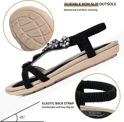 SHIBEVER Dressy Flat Women Sandals: Comfortable Arch Support Womens Sandal | Summer Dress Flowers Boho Back Strap Open Toe Women's Sandals - All Day Comfort Walking Casual Wedding Woman Sandal Shoes in Saudi Arabia