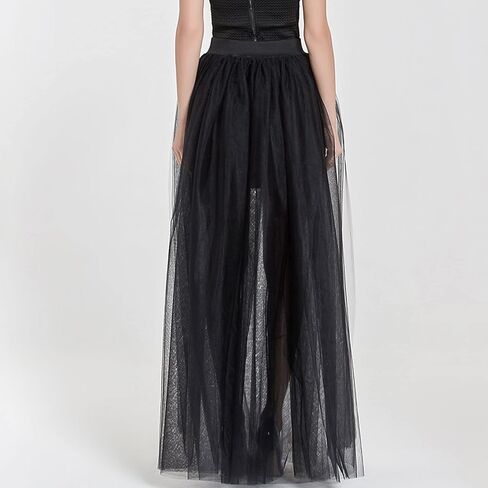 المرأة الزفاف ماكسي تول التنانير انفصال قطار Overskirt تراكب ثوب نسائي طويل الزفاف الأسود in Kuwait