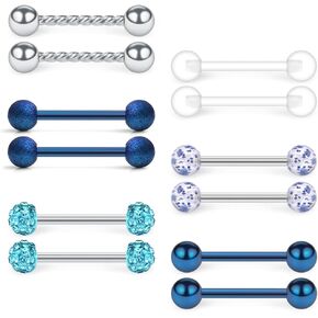 SCERRING 14G Stainless Steel Clear CZ Shield Nipple Ring Tongue Barbell Rings Bars Retainer Body Piercing Jewelry for Women Men 12-18PCS in Saudi Arabia
