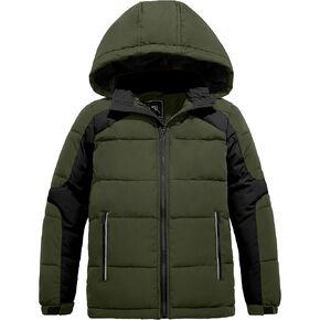 ZSHOW Boys' Hooded Puffer Jacket Water Resistant Warm Winter Coat Soft Fleece Lined Outerwear Jacket