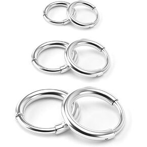Surgical Stainless Steel Hoop Earrings - Endless Small Hoop Earrings Set for Men Women, Hypoallergenic Tragus Cartilage Sleeper Earrings(8/10/12mm) in Kuwait