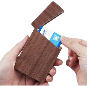 SUPOP Luxury Wooden Box Business Card Box with Magnetic Closure,Feels more comfortable than metal and sturdy than leather, Walnut Wood in Saudi Arabia