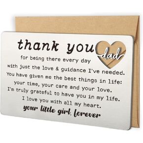 Dad Gifts From Daughter, Dad Engraved Wallet Card Inserts, Birthday Father's Day Thanksgiving Christmas Valentines Gifts Card for Dad Father Papa