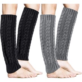 Loritta 2 Pairs Women Knit Leg Warmers Winter Warm Long Boot Socks