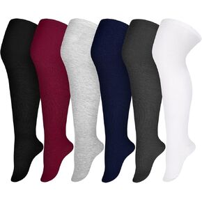 Apoway 6 Pairs Plus Size Thigh High Socks Warm Thigh High Stockings Over the Knee Socks for Women, L-XXL in Saudi Arabia