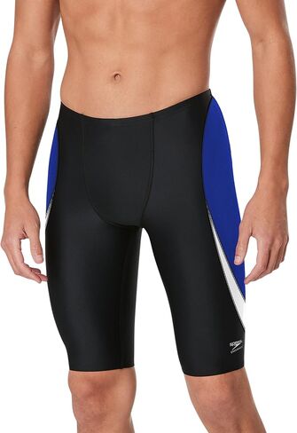 Speedo Men's Standard Swimsuit Jammer Endurance+ Splice Team Colors, Edge Black/Blue, 32 in Saudi Arabia